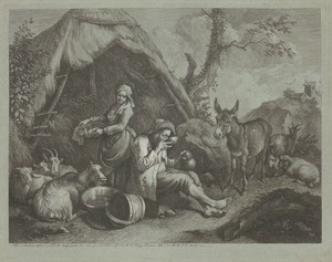 Seated Old Man and Woman with a Basket of Eggs