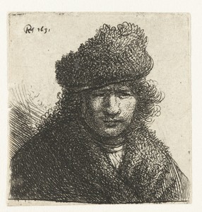 Self-portrait in a slant fur cap: bust
