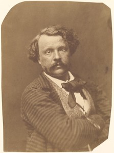 [Self-portrait in striped coat]