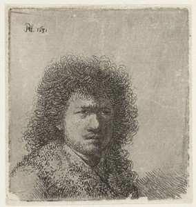 Self-portrait with bushy hair: bust