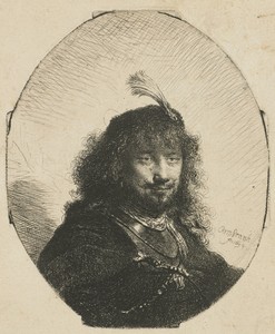 Self-portrait (?) with plumed cap