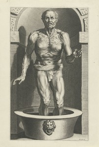 Seneca staand, met zijn voeten in bad