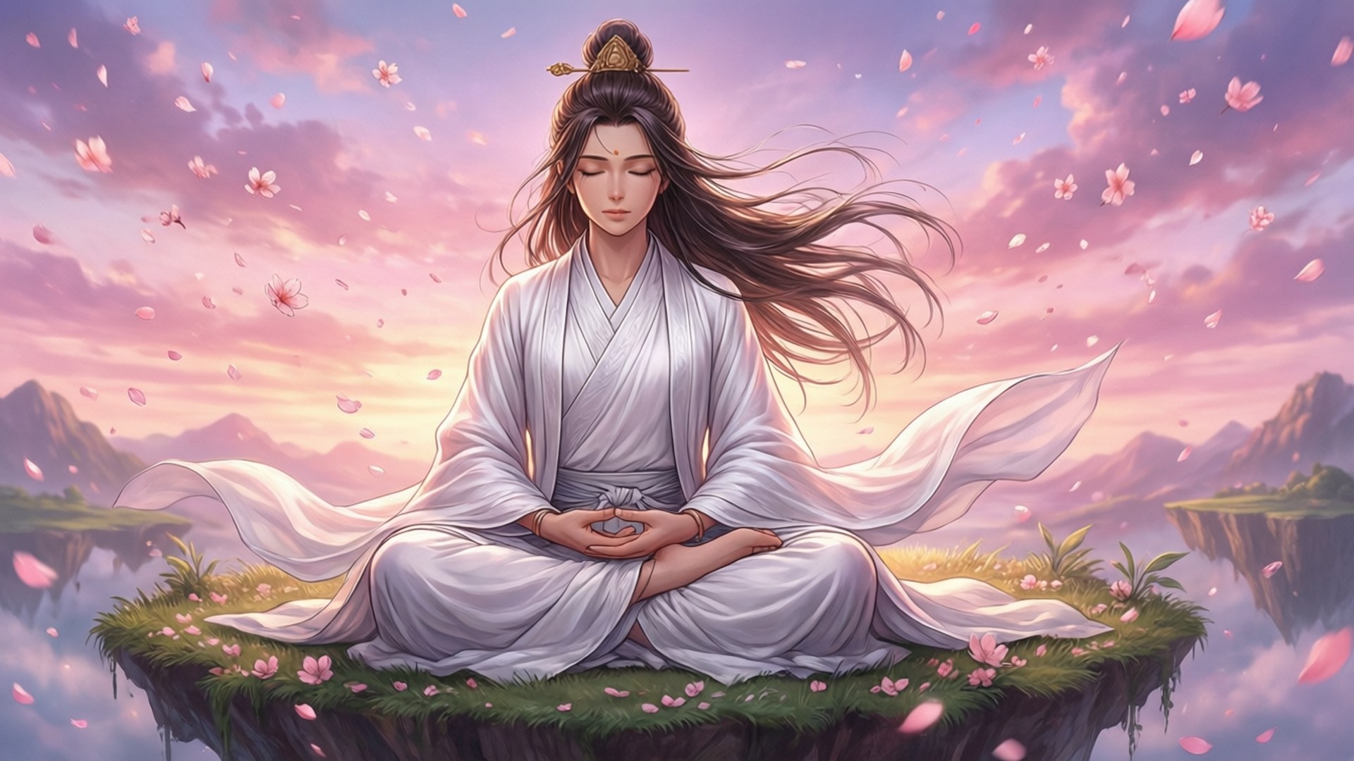 Serene Blossom Meditation by Wallpapers.art Studio