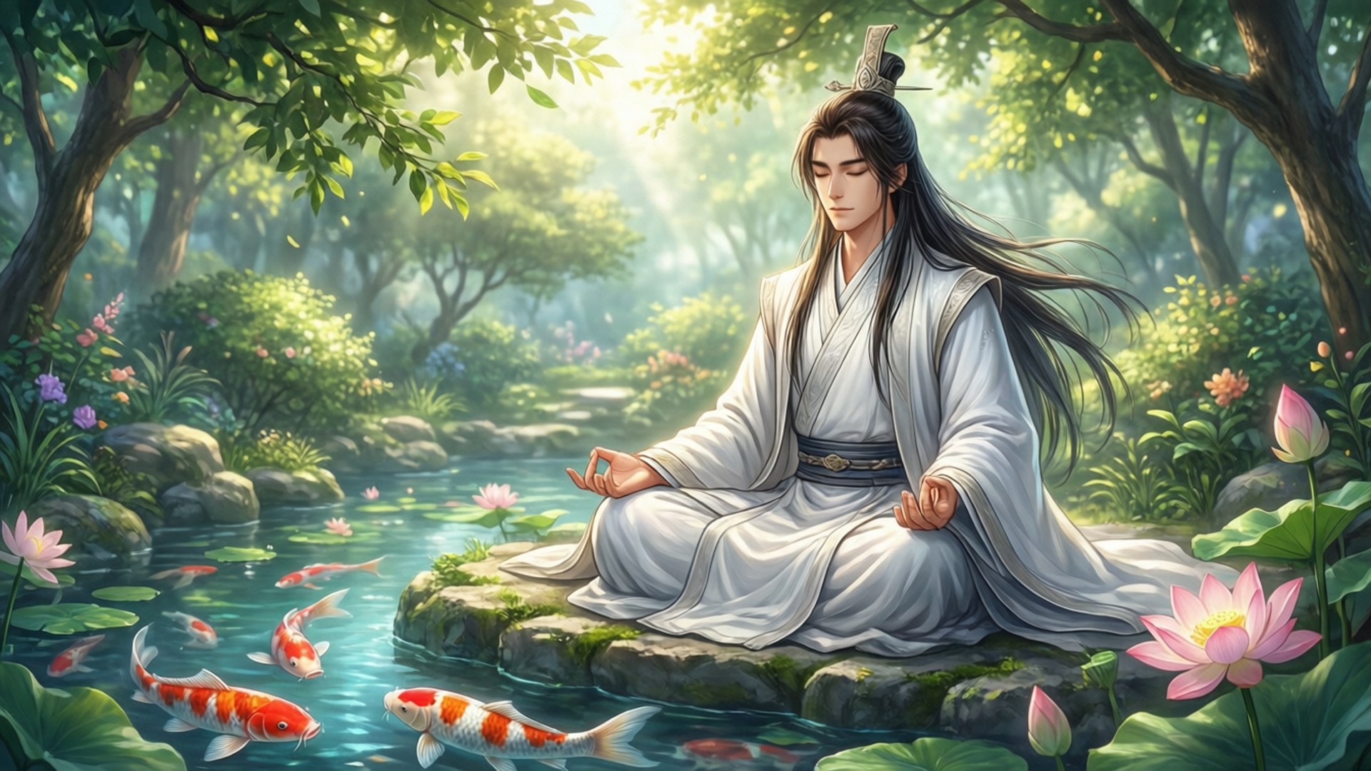 Serene Garden Koi by Wallpapers.art Studio