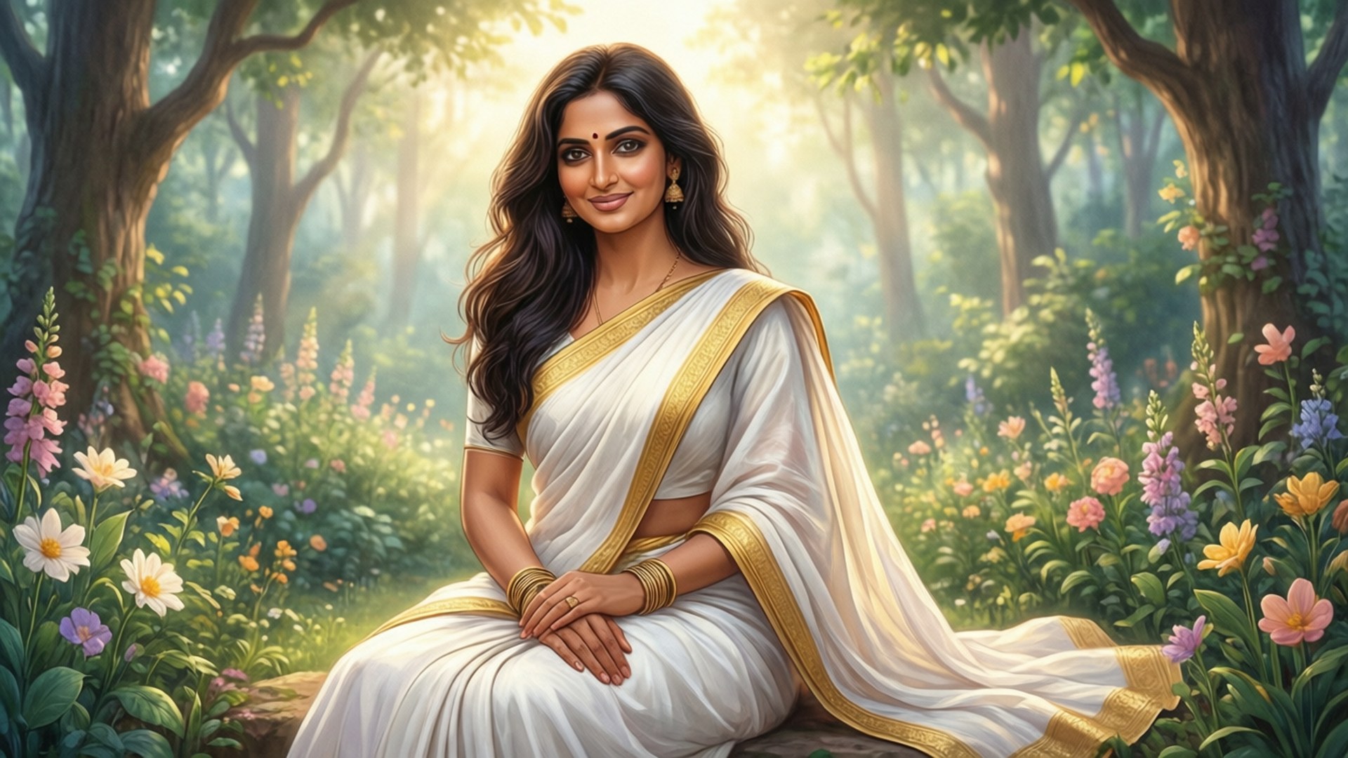 Serene Goddess in Forest by Wallpapers.art Studio