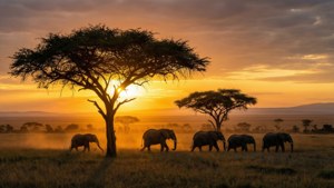 Serengeti Sunrise Elephants