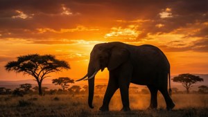 Serengeti Sunset Elephant