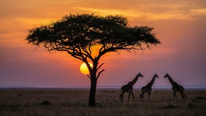 Serengeti Sunset Giraffes