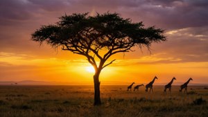 Serengeti Sunset Silhouette
