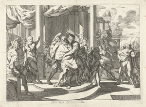 Servius Tullius, Koning van Rome, de senaat uitgezet voordat hij wordt vermoord
