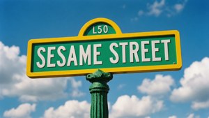Sesame Street Sign Blue Sky