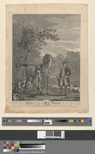 Set of seven, untitled, each dedicated: To the Right Hon'ble. Thomas Lord Viscount Weymouth...from the Original Painting in Long Leat Hall. [A gentleman standing at left with a hound; at right...]