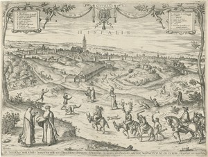 Sevilla met vele figuren op de voorgrond