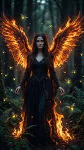 Shadow Fire Woman Forest