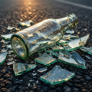 Shattered Glass Bottles