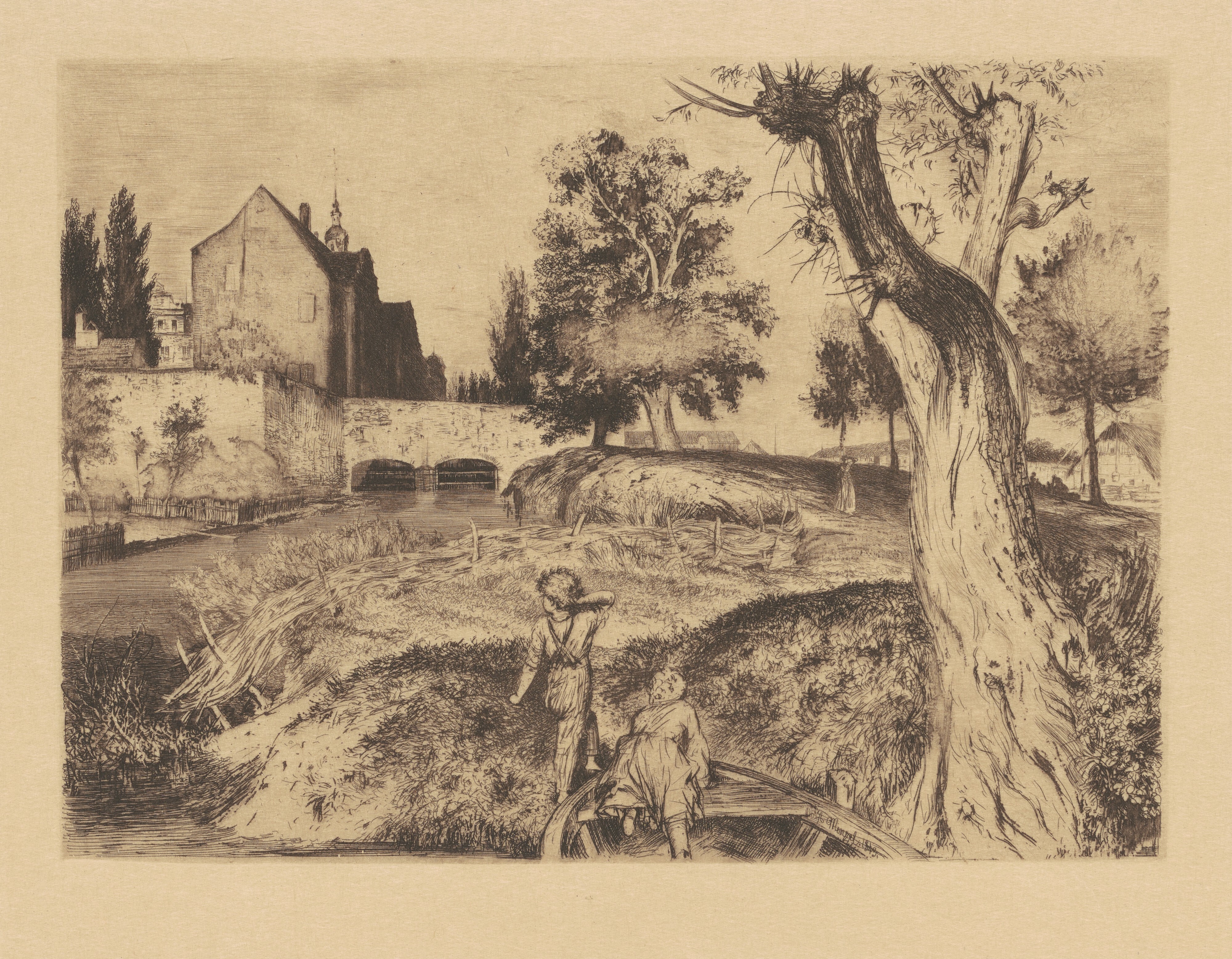 Sheep Ditch (Der Schafgraben) by Adolph Menzel