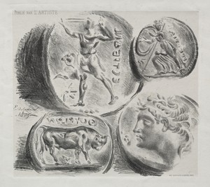 Sheet with Four Antique Medals