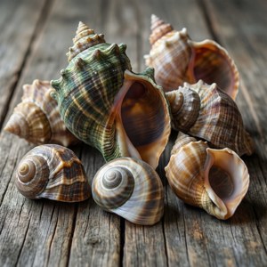 Shell Collection on Wood