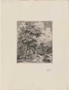 Shepherd with Cow and Two Sheep