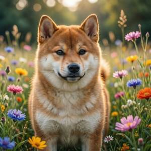 Shiba in the Wildflowers