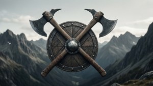 Shield and Axe Silhouette