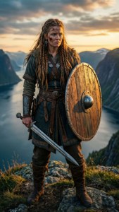 Shieldmaiden at Sunset