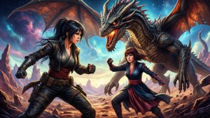 Shiki and Rebecca vs Dragon