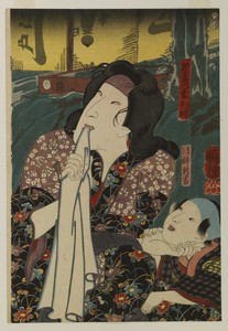 Shinzaemon's Wife Otoki and Boy Shinkichi