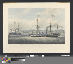 Ships of the General Steam Navigation Company, Caledonia 800 Tons leaving Hamburg - The Neptune 800 tons entering the Elbe, with her Majesty's Mails