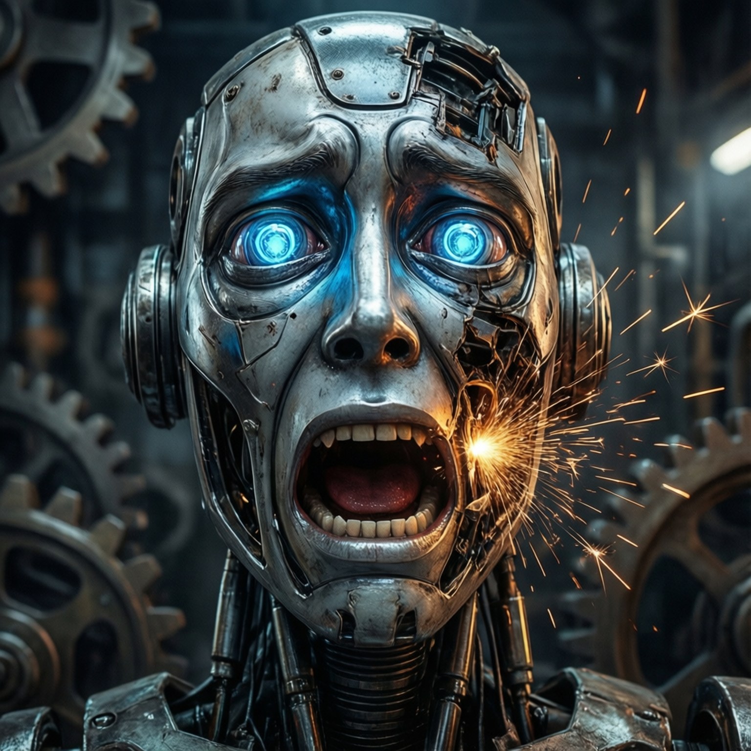 Shocked Robot Sparks by Wallpapers.art Studio