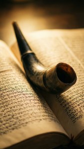 Shofar on Torah Scroll