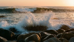 Shore Sunset Waves