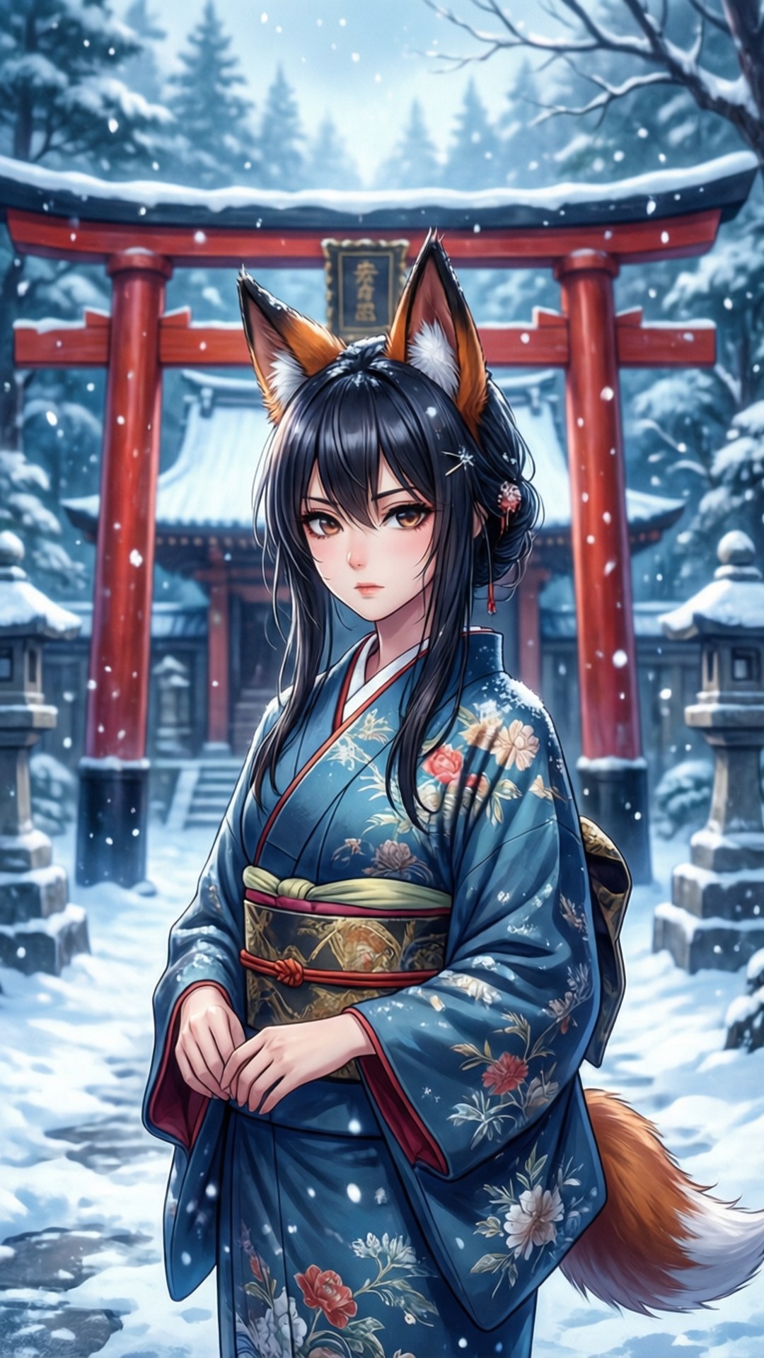 Shrine in Winter by Wallpapers.art Studio