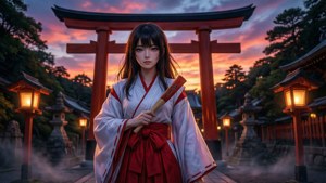 Shrine Maiden at Dusk