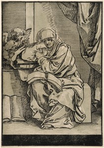 Sibyl with a Book and Winged Putto to the Left