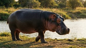 Side Profile Golden Hippo