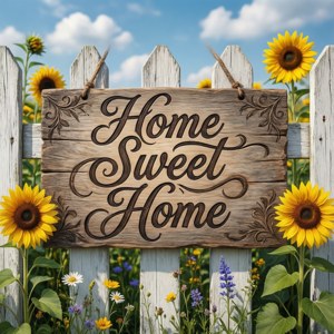 Sign with Sunflowers