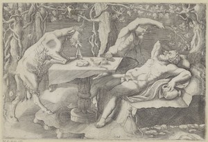 Silenus, een sater en een geit