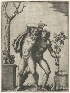 Silenus ondersteund door een jonge bacchant