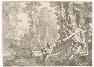 Silenus wordt uit het water getrokken