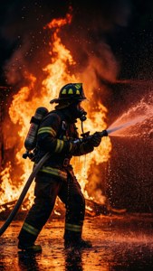 Silhouette Against Flames