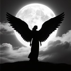 Silhouette Against Full Moon
