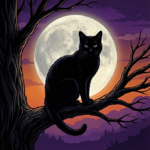 Silhouette Cat Moon