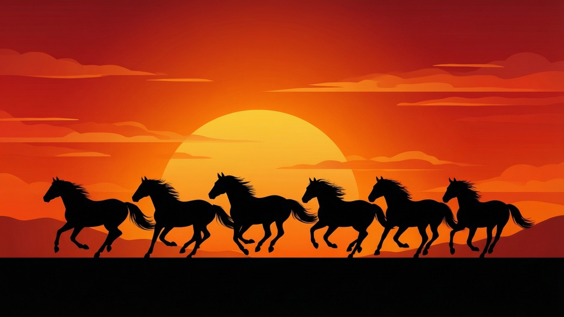 Silhouette Charge at Dusk by Wallpapers.art Studio