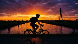 Silhouette Cyclist Meppel Sunset
