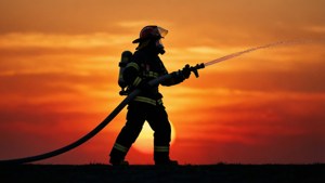 Silhouette Firefighter Sunset