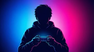 Silhouette Gamer Neon