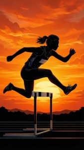 Silhouette Hurdler Jump