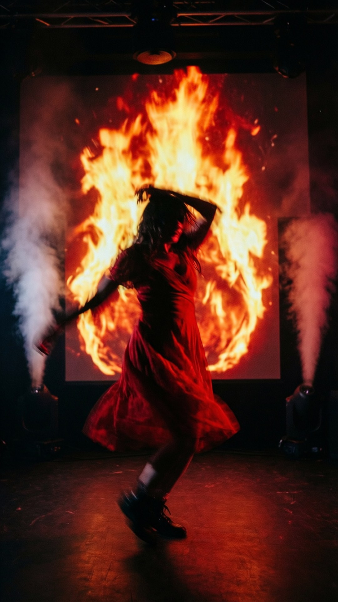 Silhouette in Flames by Wallpapers.art Studio