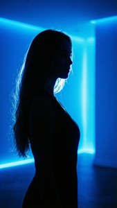 Silhouette in Neon Blue
